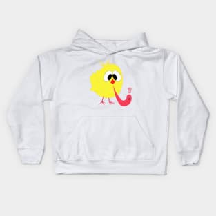 Chick eat earthworm Kids Hoodie